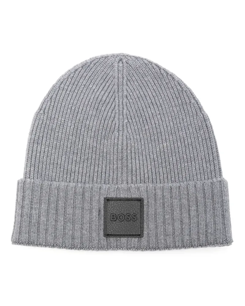 HUGO BOSS Beanie mit Logo-Patch - Grau Grau