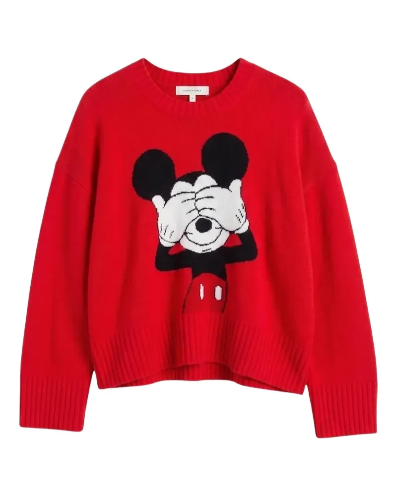 Chinti & Parker Intarsien-Pullover mit Micky Maus - Rot Rot