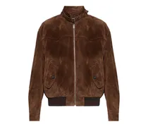 Wildlederjacke mit Reißverschluss - Braun