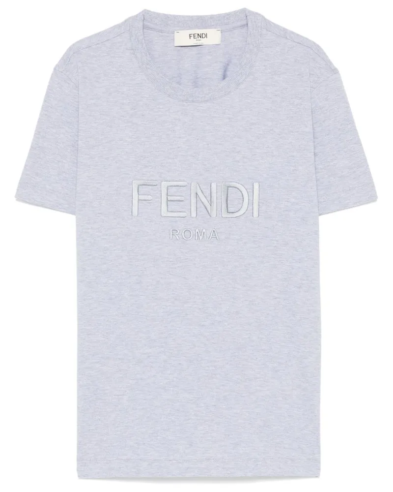 Fendi T-Shirt mit Logo-Stickerei - Grau Grau
