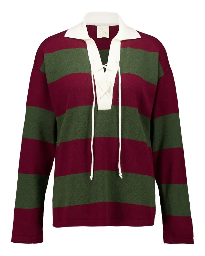PAULA Gestricktes Poloshirt mit Streifen - Rot Rot