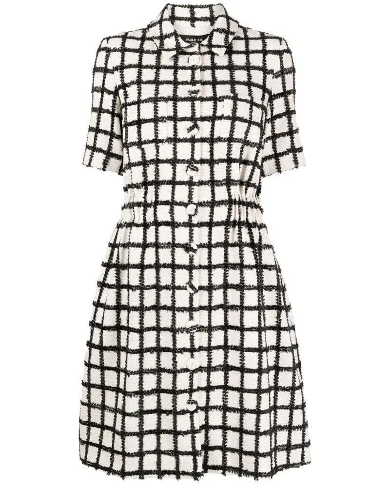 Paule Ka grid-pattern tweed midi dress Schwarz