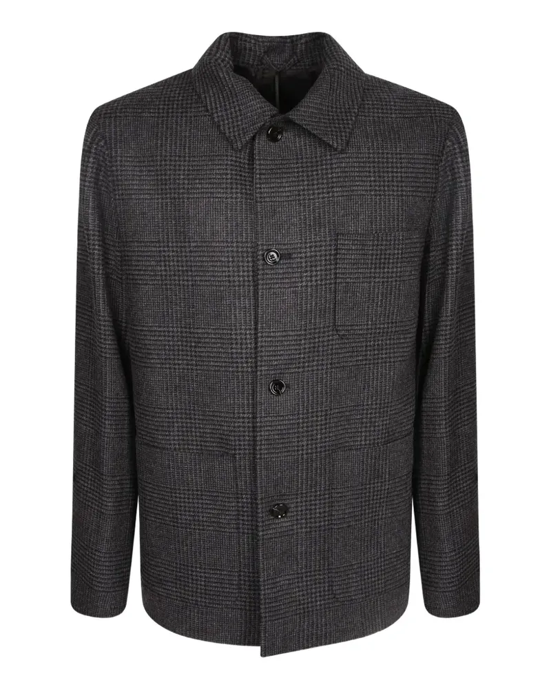 LARDINI Karierte Langarm-Hemdjacke - Grau Grau