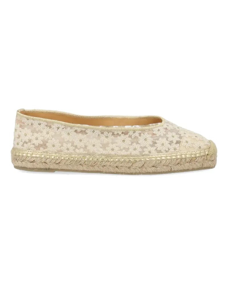 Castañer floral-embroidered flat espadrilles - Nude Nude