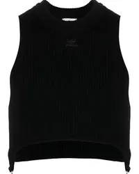 Courrèges Geripptes Cropped-Trägershirt Schwarz