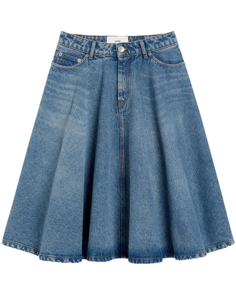 AMI Paris Midirock mit Godet-Detail - Blau Blau