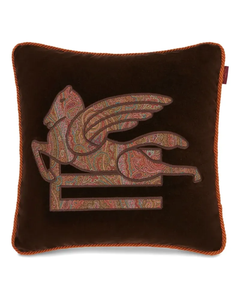 Etro Kissen mit Logo-Stickerei - Braun Braun