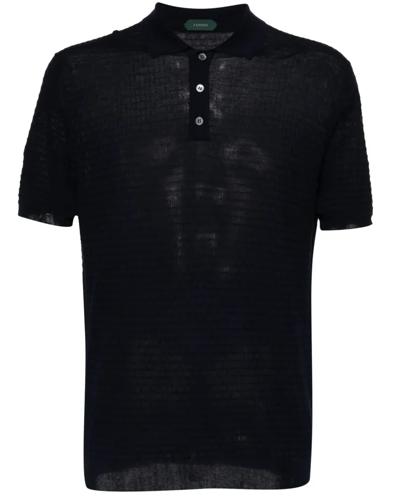 Zanone Poloshirt mit 3D-Strickmuster - Blau Blau