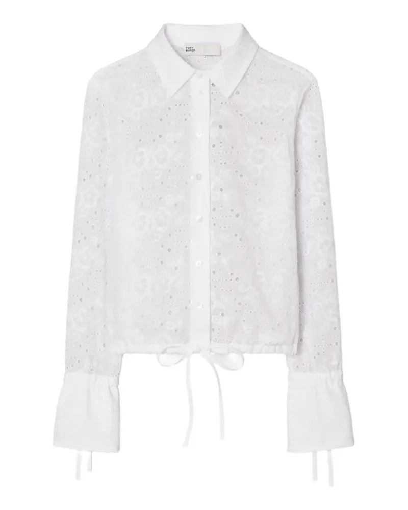 Tory Burch Baumwollbluse mit Ösen - Weiß Weiß
