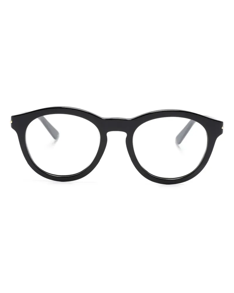Gucci Runde Brille mit Logo-Gravur - Schwarz Schwarz