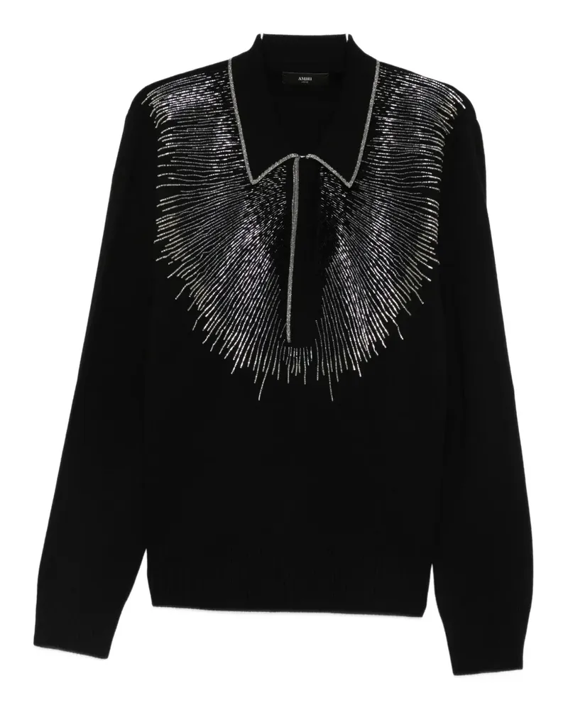 Amiri embellished-collar polo shirt - Schwarz Schwarz