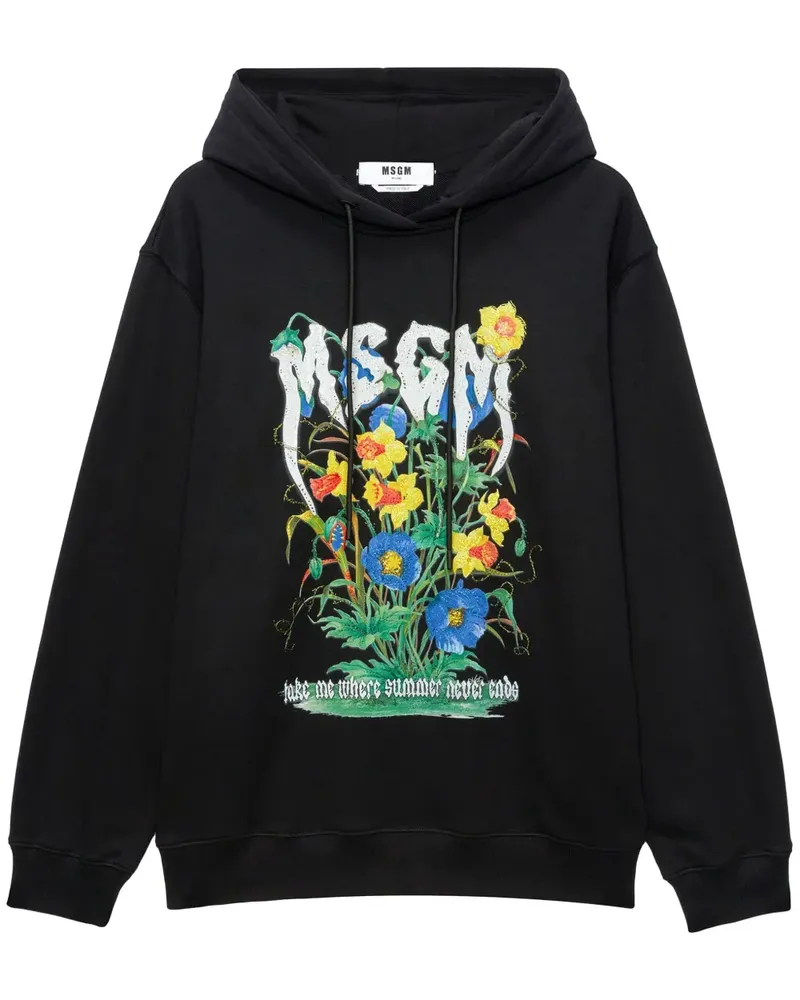 MSGM Hoodie mit Logo-Print - Schwarz Schwarz
