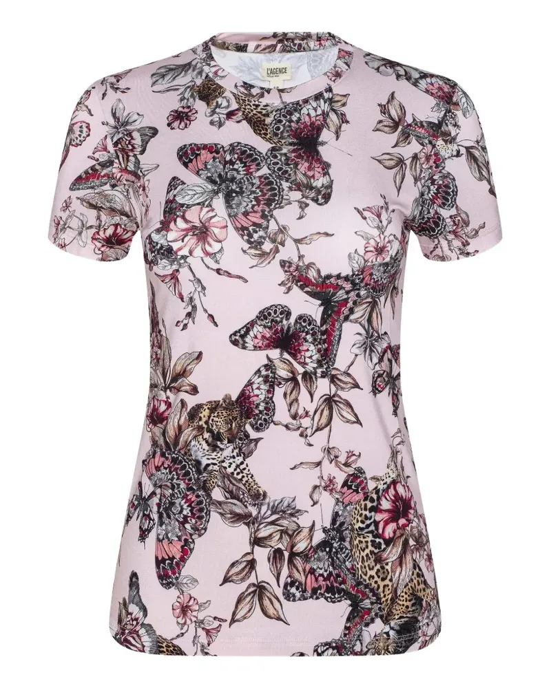 L'Agence Ressi butterfly-print T-shirt - Rosa Rosa