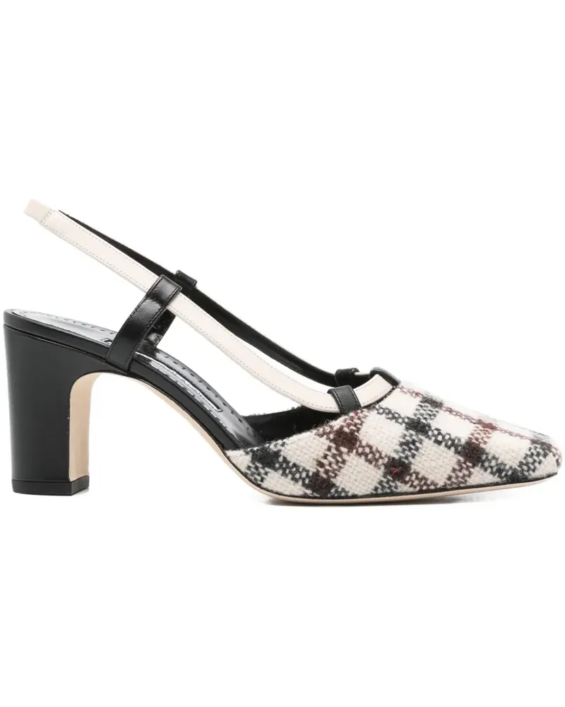 Manolo Blahnik Karierte Vestal Slingback-Pumps 70mm - Weiß Weiß