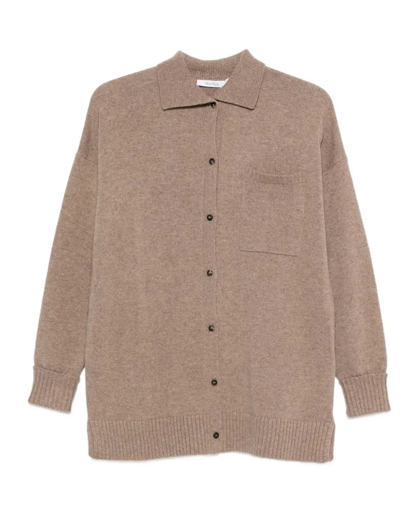 Max Mara Geknöpfter Cardigan mit Brusttasche - Braun Braun
