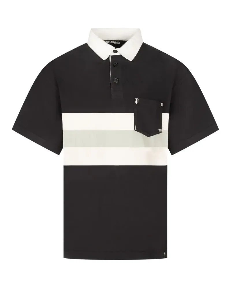 Palm Angels Gestreiftes Poloshirt mit lockerem Schnitt - Schwarz Schwarz