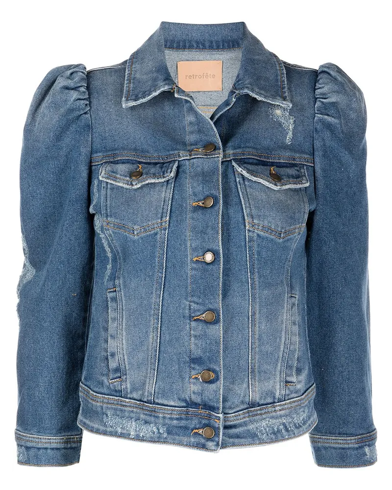 Retrofête Jacke mit Puffärmeln - Blau Blau