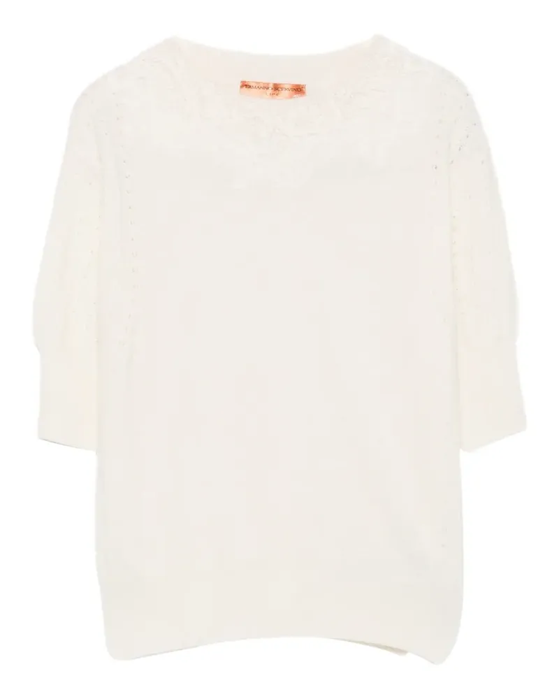 Ermanno Scervino Kurzärmeliger Pullover mit Spitzenbesatz - Nude Nude