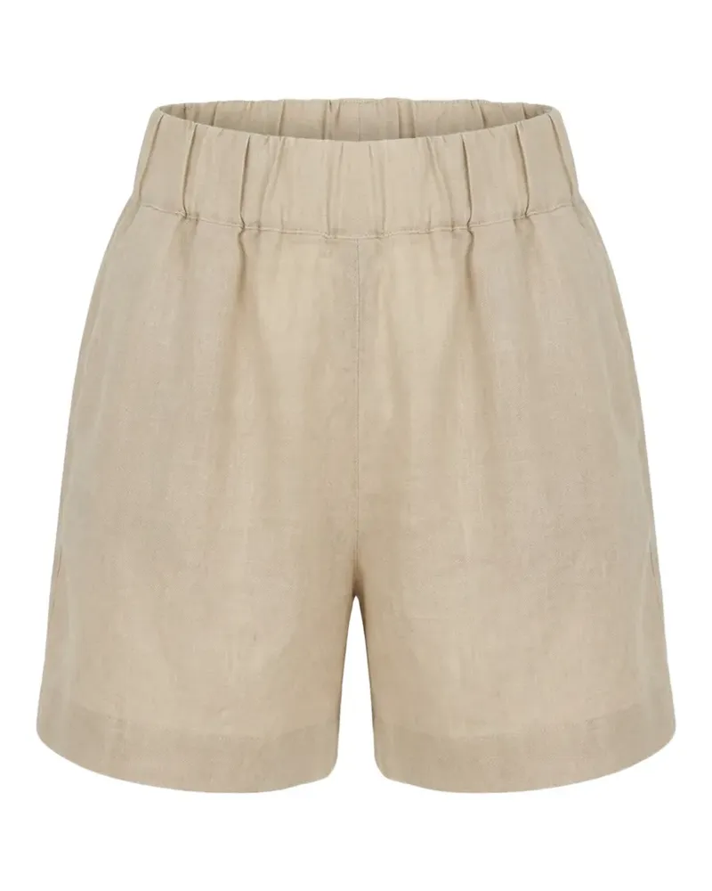 120% Lino elasticated-waist linen shorts - Nude Nude