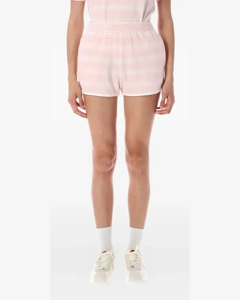 SPORTY & RICH Gestreifte Terry Shorts - Rosa Rosa