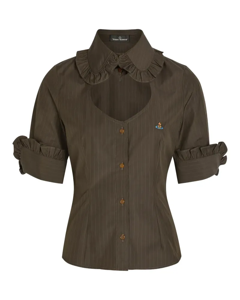 Vivienne Westwood pinstripe ruffled shirt - Grün Grün