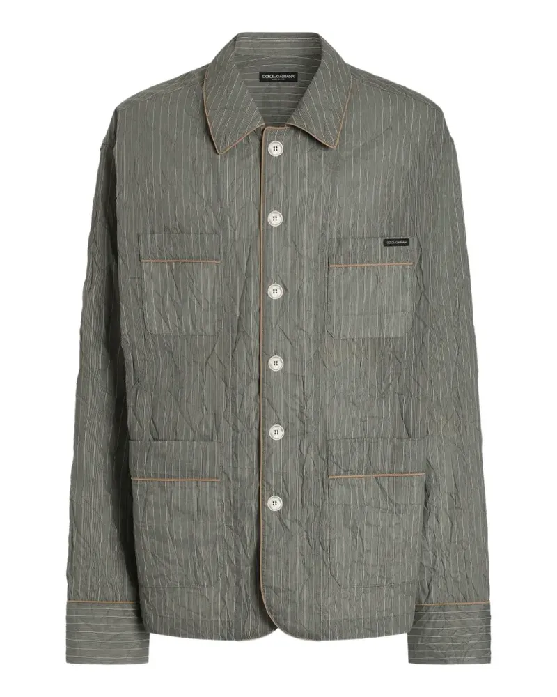Dolce & Gabbana Gestreiftes Hemd mit Knitteroptik - Grün Grün