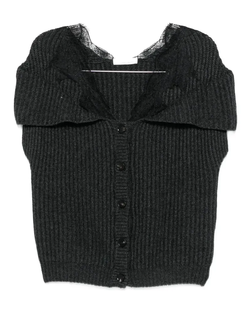 Liviana Conti lace-trim cardigan - Grau Grau