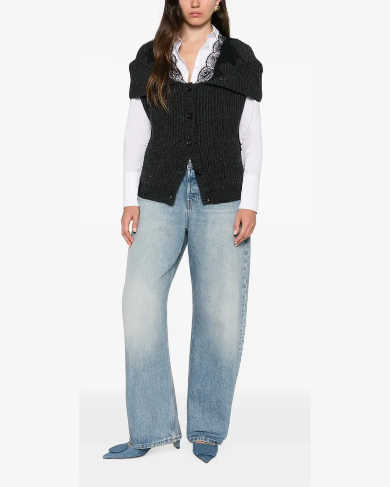 Liviana Conti lace-trim cardigan - Grau Grau