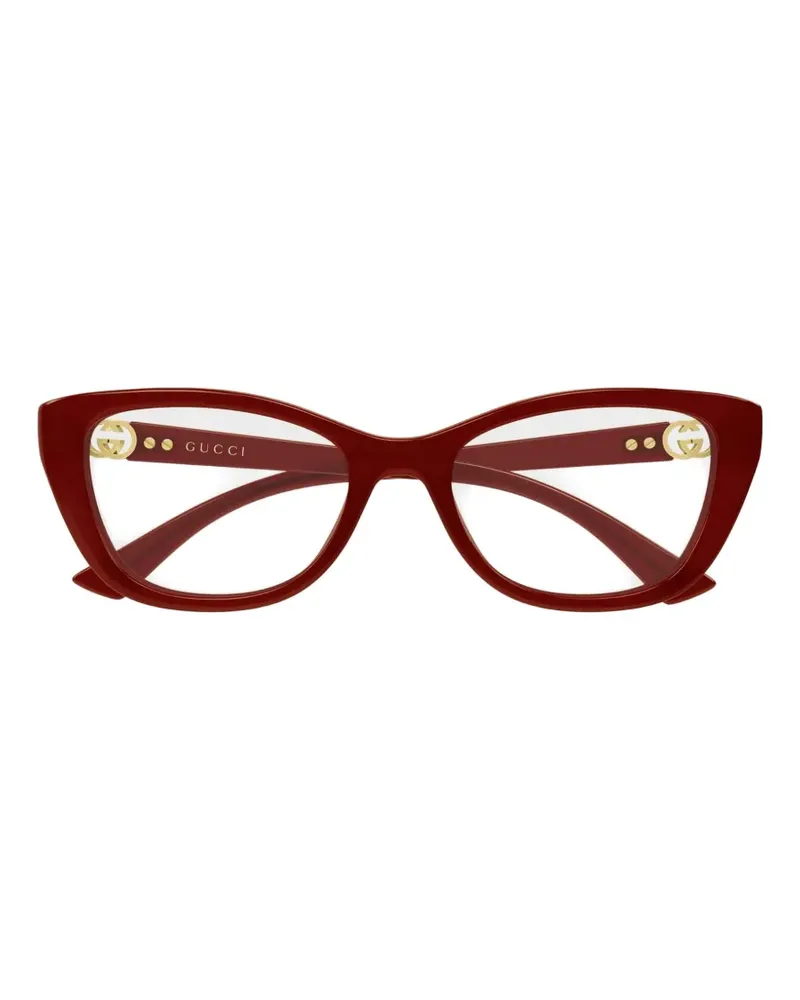 Gucci Cat-Eye-Brille mit GG-Logo - Rot Rot