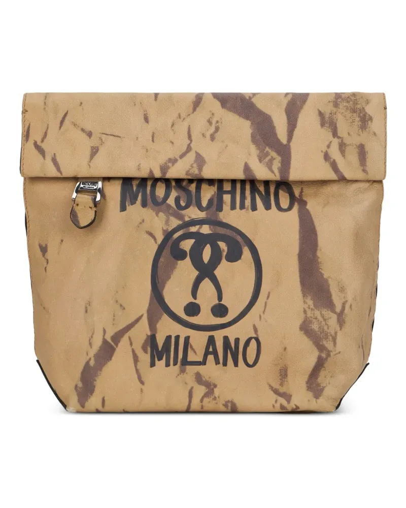 Moschino logo-print shoulder bag - Nude Nude