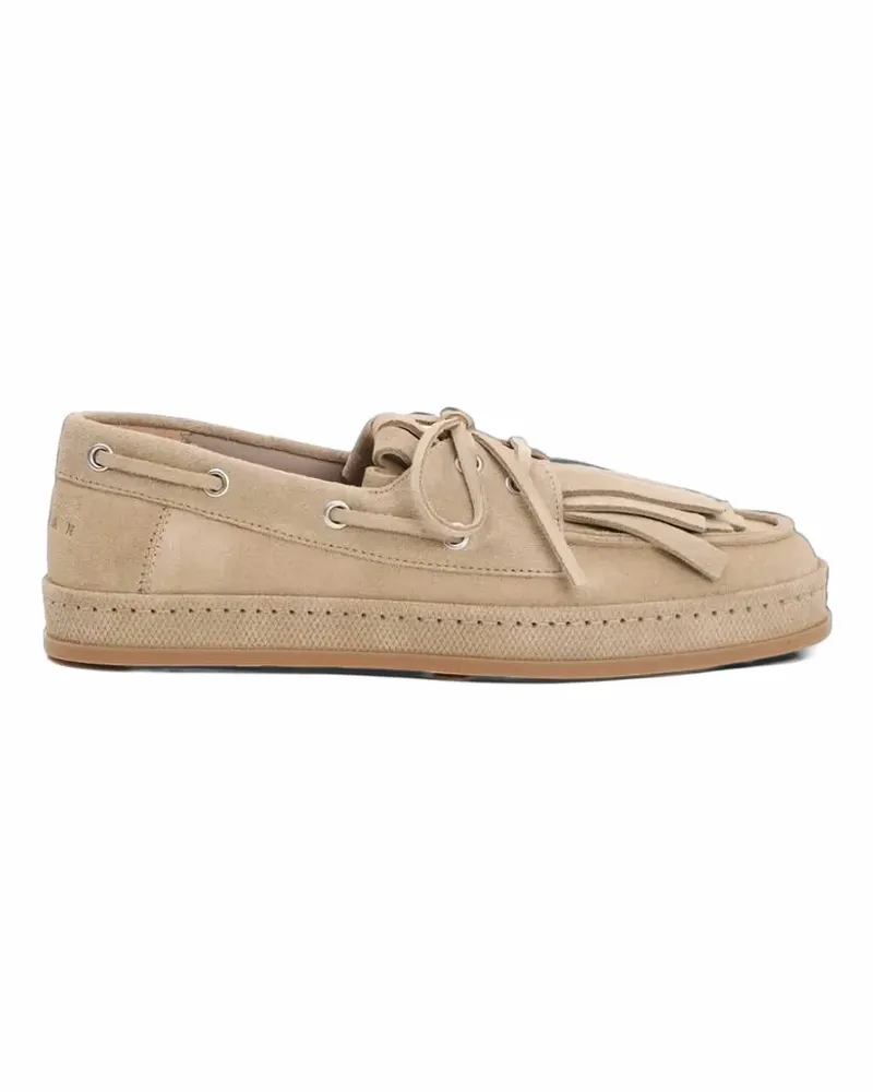 Hogan fringe-detail suede loafers - Nude Nude