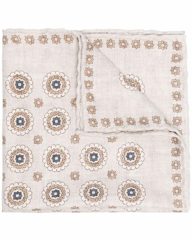 Brunello Cucinelli Geometrisch gemustertes Einstecktuch - Nude Nude