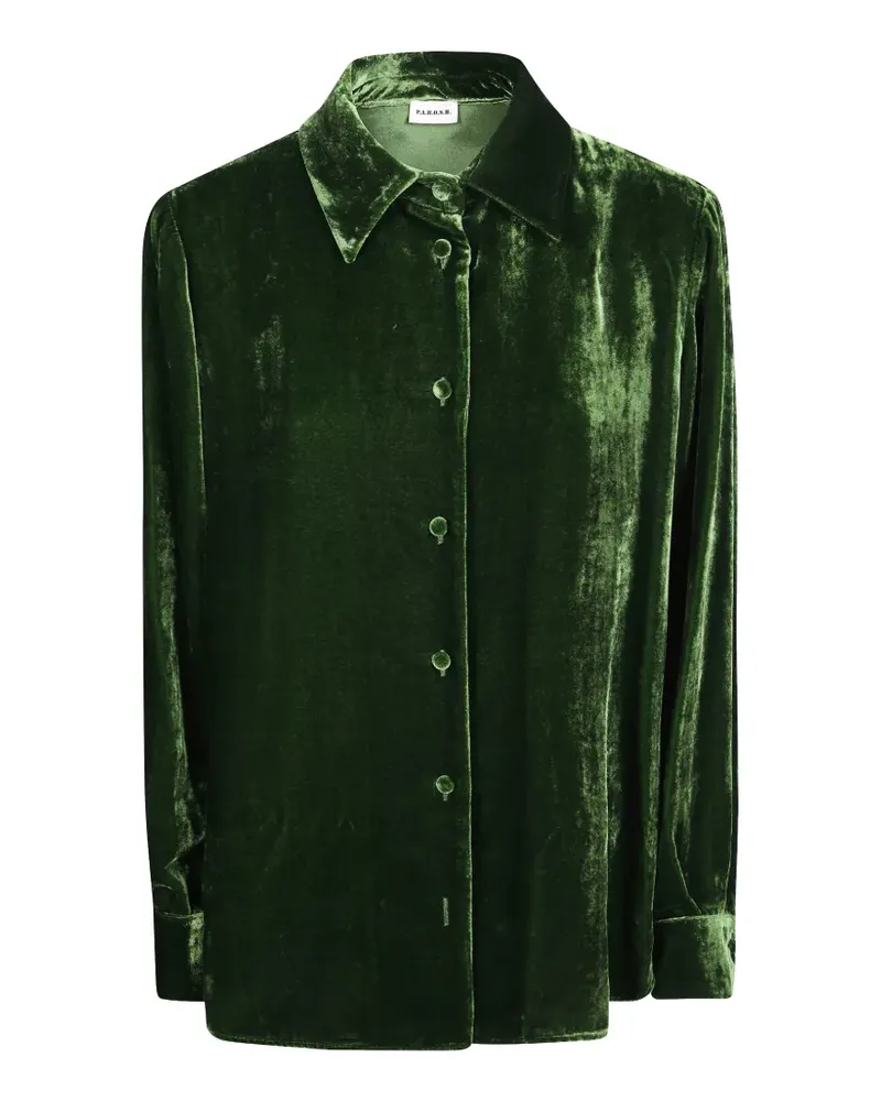P.A.R.O.S.H. P.A.R.O H. long-sleeve velvet shirt - Grün Grün