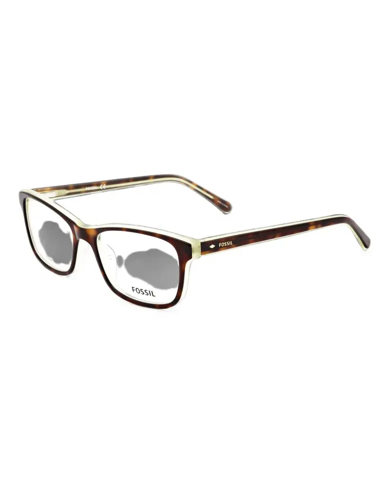 Fossil tortoiseshell-effect rectangle-frame glasses - Braun Braun