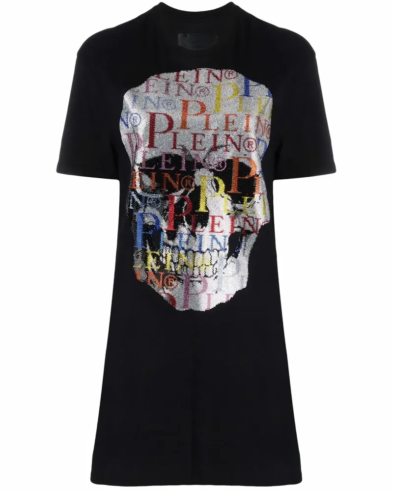 Philipp Plein T-Shirtkleid mit Strass - Schwarz Schwarz