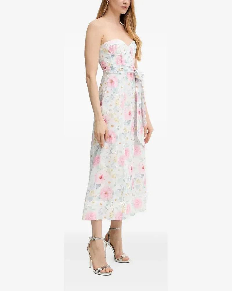 Bardot Florales Minikleid mit Corsage - Weiß Weiß