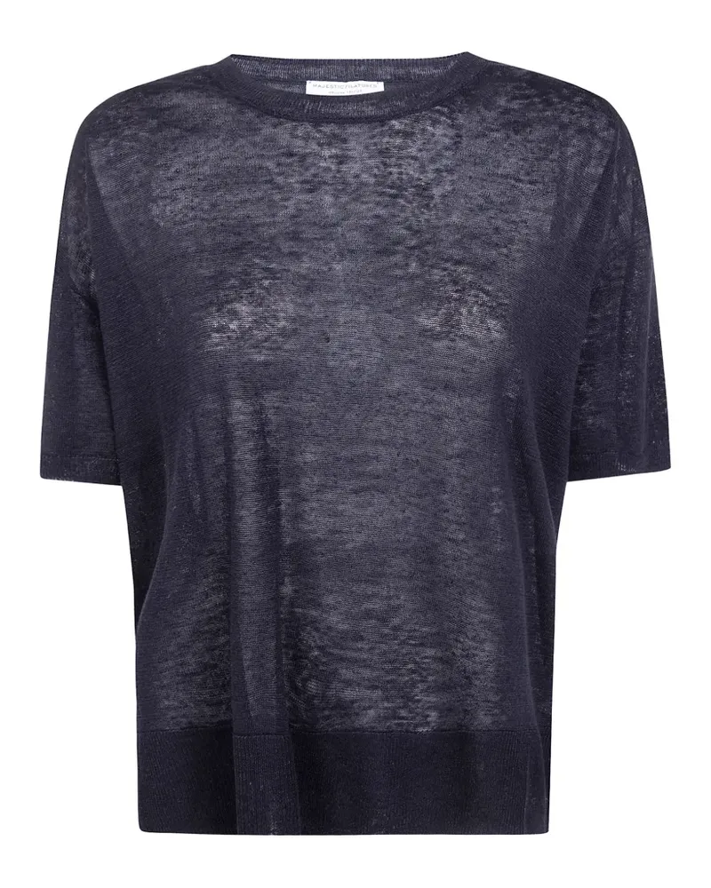 Majestic slub-texture semi-sheer T-shirt - Blau Blau