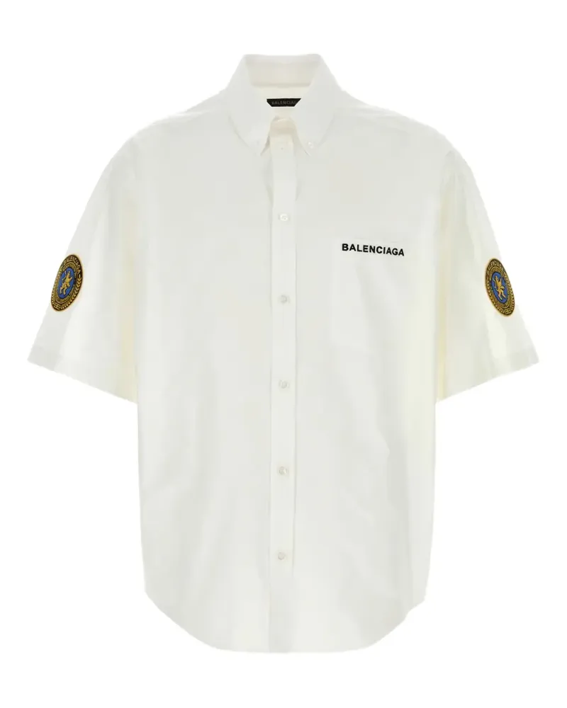 Balenciaga Kurzärmeliges Hemd mit Patch-Stickerei - Weiß Weiß
