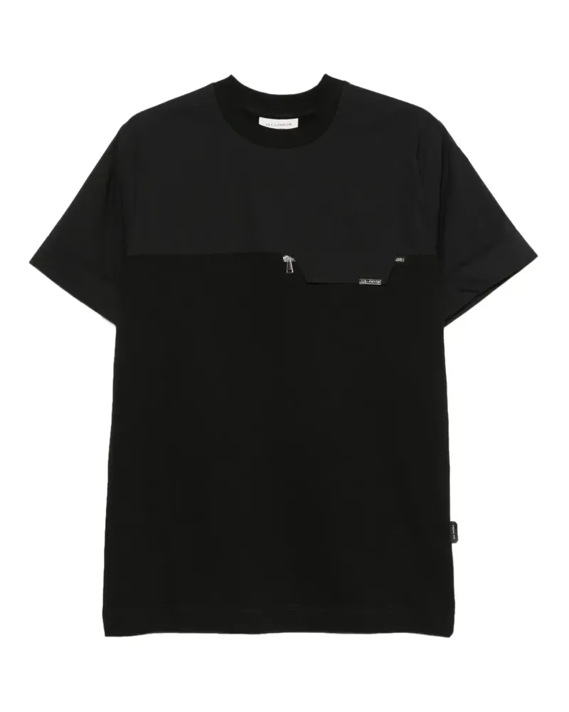 Yes London zip-pocket panelled T-shirt - Schwarz Schwarz