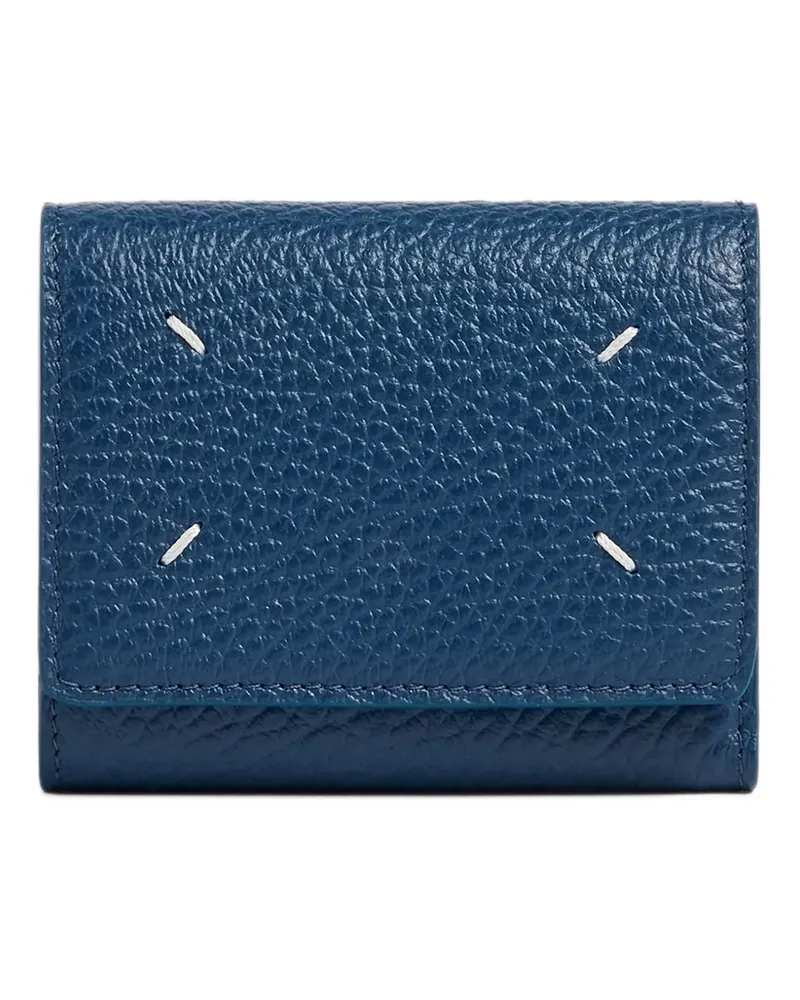 Maison Margiela Four Stitches Portemonnaie aus gekörntem Leder - Blau Blau