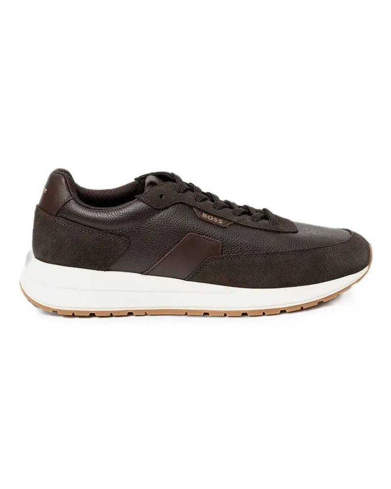 HUGO BOSS logo-plaque panelled sneakers - Braun Braun