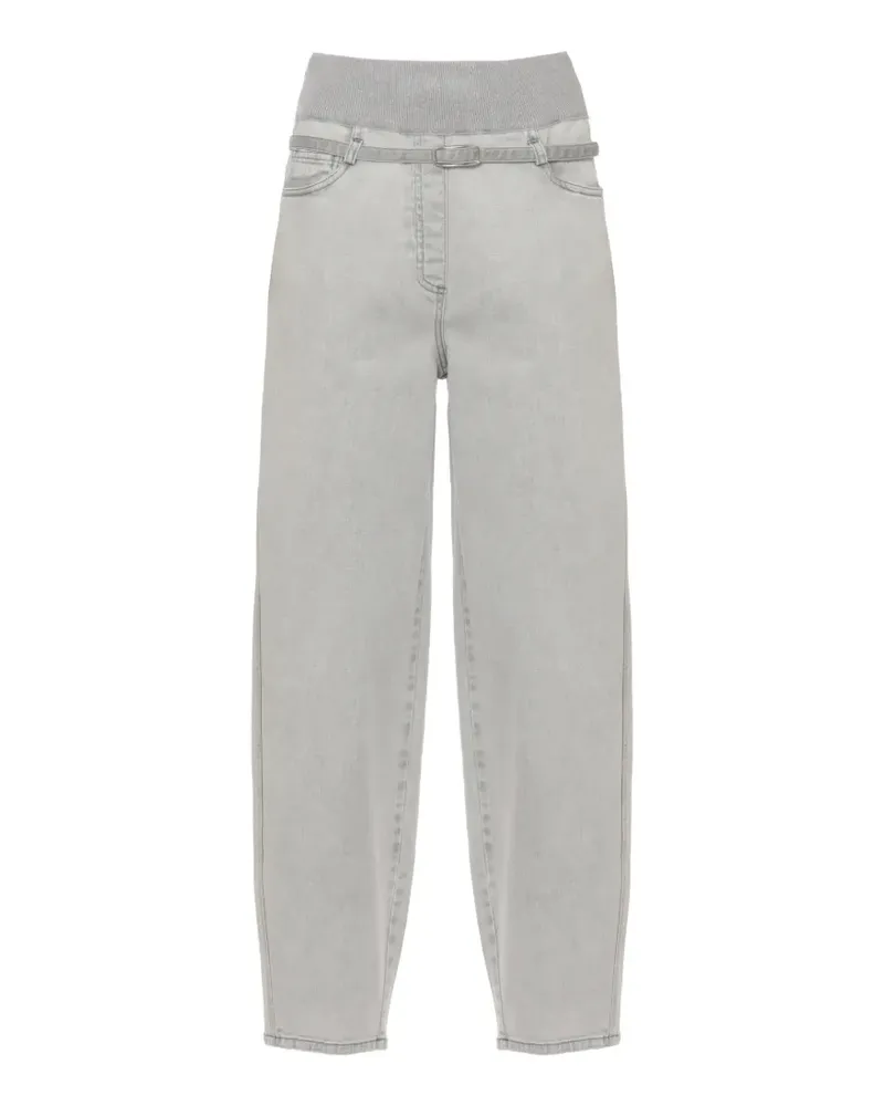 PANICALE Cashmere Jeans mit geripptem Bund und Gürtel - Grau Grau