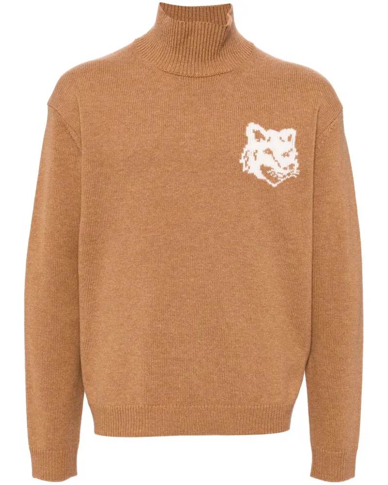 Kitsuné Intarsien-Pullover mit Fuchskopf - Nude Nude
