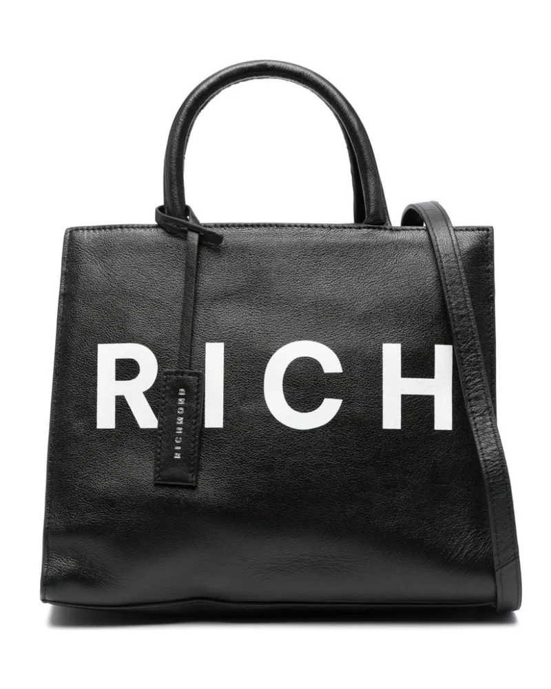 John Richmond Handtasche mit Logo-Print - Schwarz Schwarz