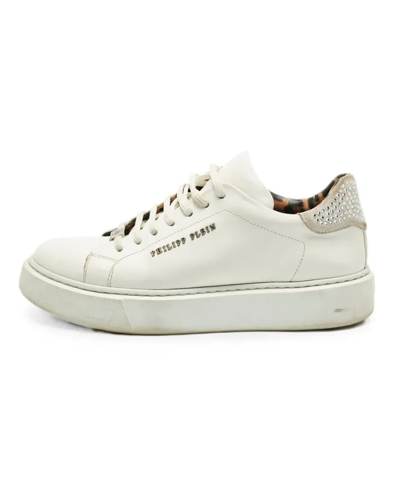 Philipp Plein crystal-embellished lace-up sneakers - Weiß Weiß