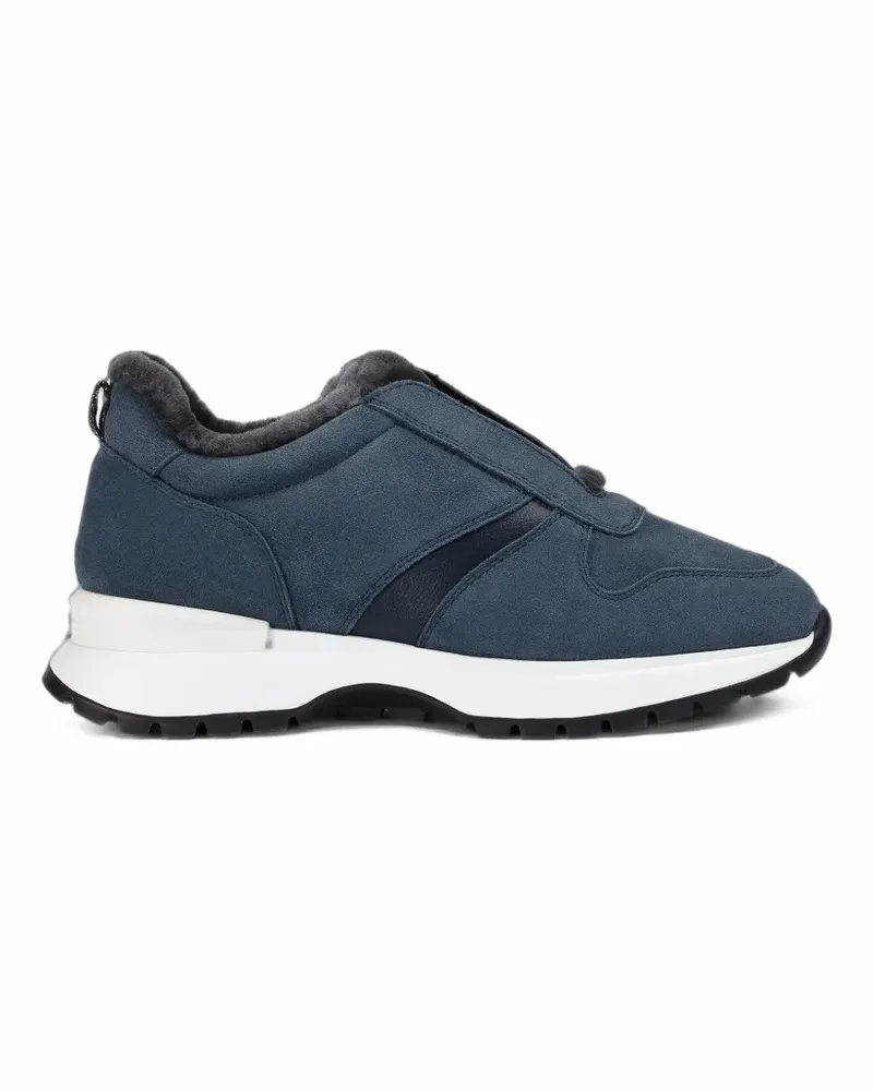 Doucal´s Sneakers mit Einsätzen und Pelzbesatz - Blau Blau