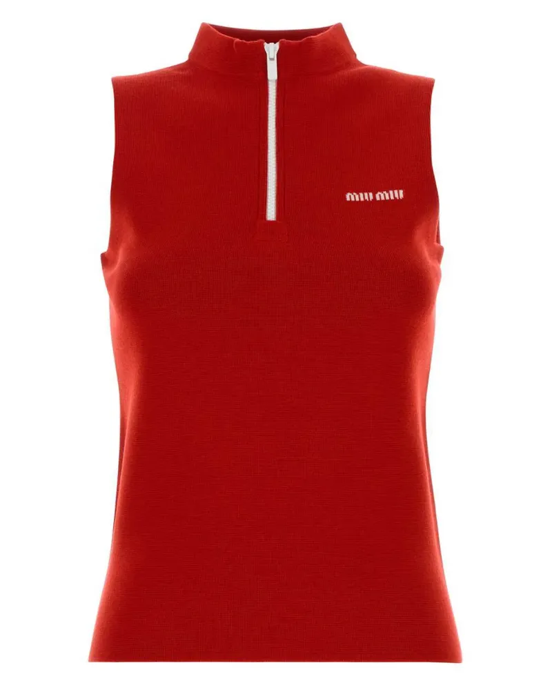 Miu Miu Wollweste mit kurzem Reißverschluss - Rot Rot