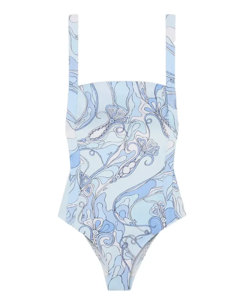 Emilio Pucci Orchidee-print swimsuit - Blau Blau