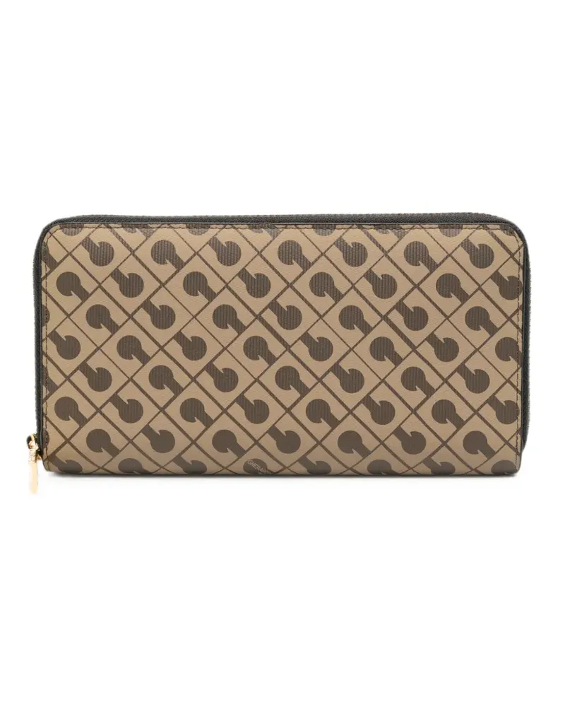 Gherardini Millerighe logo-print zip-around wallet - Braun Braun