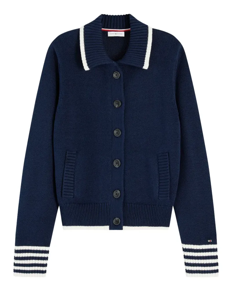 Tommy Hilfiger logo-embroidered button-up cardigan - Blau Blau